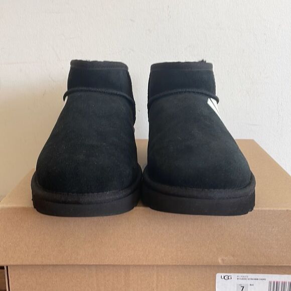 UGG Classic Ultra Mini Chopd Booties Black US Women Size 7/UK 5/EU 38 - Picture 6 of 13